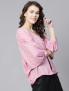 Solid Flared Cape Top-ZL6111GRY-XS