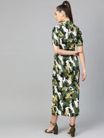 Military Shirt Maxi Dress-ZL9002GREEN-S