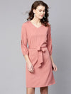 Pearl Slit Sleeves A-Line Dress-ZL8154PNK-XS