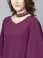 Embroidered Choker Neck Top-ZL6113GRY-XS