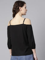 Embellished Cold-Shoulder Party Top-ZL6115BLCK-XS