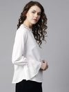 Ruffled Pearl Embellished Collar Top-ZL6112WHT-XS