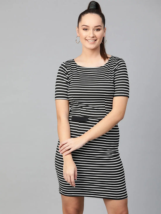 Thick Stripe Plain Dress