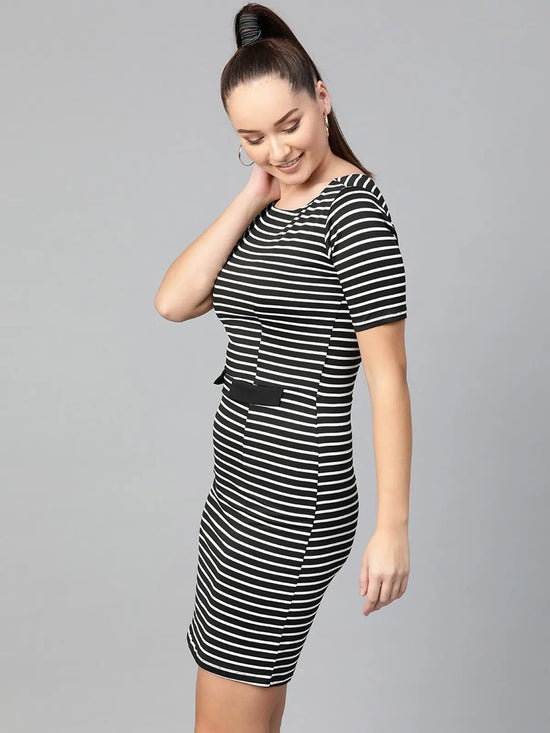 Thick Stripe Plain Dress