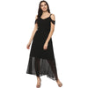 Solid Drop Sleeves Maxi Dress-LAZL8014BLCK-XS