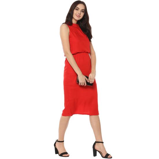 Balloon Waist Midi Dress