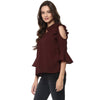 Solid Ruffle Cold Shoulder Top