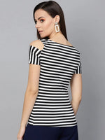 Thin Stripe Shoulder Cut Top-ZLL6143BLCK-XS