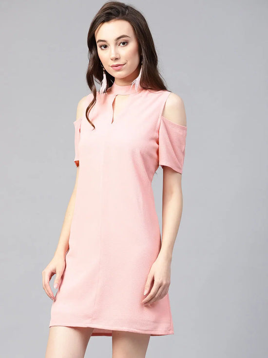 Solid Choker Neck Dress