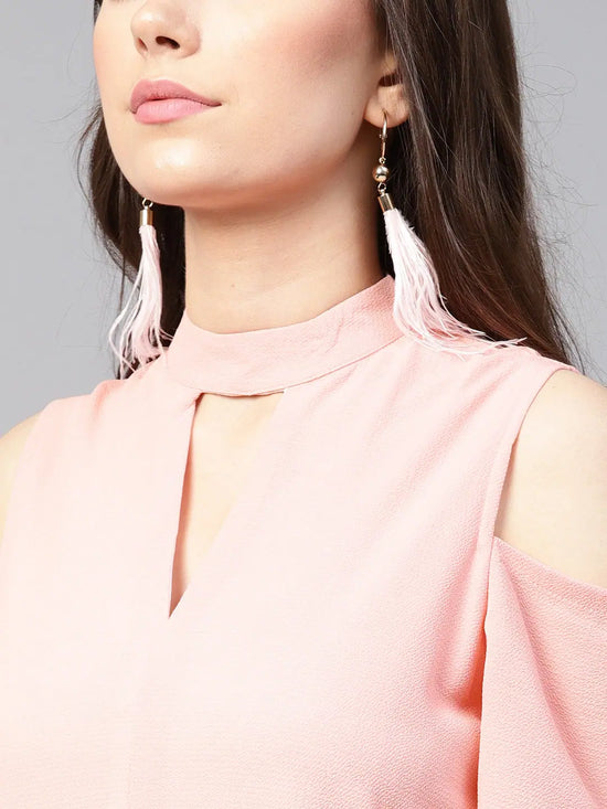 Solid Choker Neck Dress