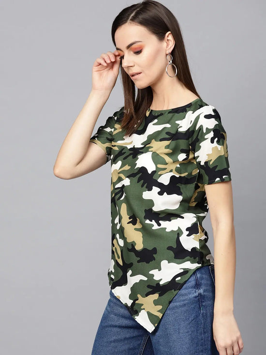 Military Front V-Cut Top-ZLL6140GRN-XS