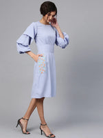 Embroidered Tiered Sleeves Dress