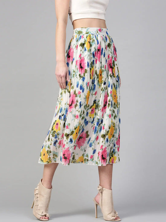 Floral Printed Pleated Skirt