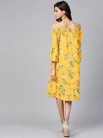 Yellow Floral Off-Shoulder Bardot Dress