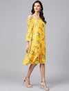 Yellow Floral Off-Shoulder Bardot Dress