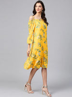 Yellow Floral Off-Shoulder Bardot Dress