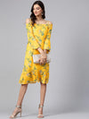 Yellow Floral Off-Shoulder Bardot Dress