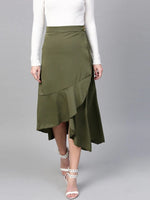 Solid Asymmetric Wrap Skirt