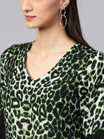 Green Animal Print Crop Top