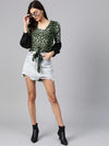 Green Animal Print Crop Top