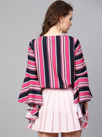 Printed Stripes Bell Sleeves Top