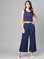 Embroidered Top With Pants And Loose Shrug-ZLCO10007-XS