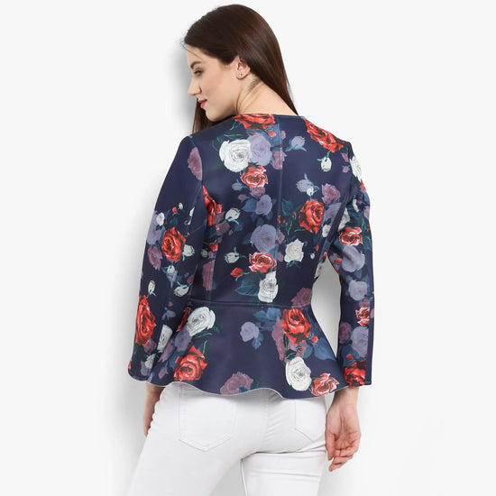 Printed Peplum Blazer-ZLJ7022-S