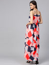 Peach Pattern Clash Maxi Dress