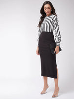 Monocromatic Stripe Fitted Dress