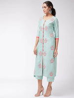 Allover Embroidered Pastel Semi-Festive Kurta