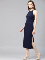 Solid Incut Fitted Midi Dress-ZL8130-XS