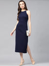 Solid Incut Fitted Midi Dress-ZL8130-XS