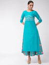 Embroidered 3/4th Sleeves Semi-Festive Kurta