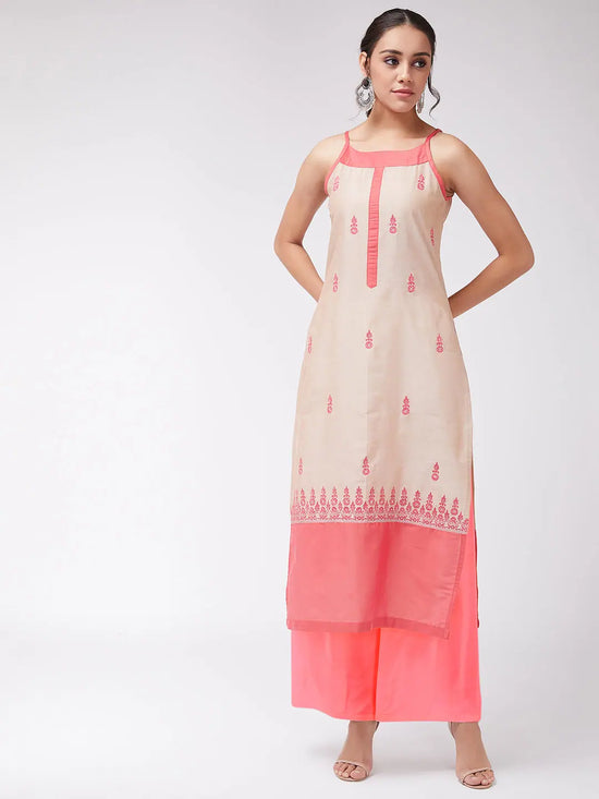 Border Embroidered Strappy Semi-Festive Kurta