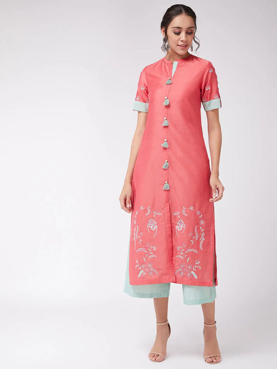 Bottom Embroidered Pastel Semi-Festive Kurta