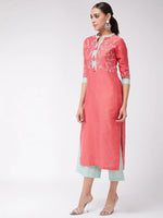 Straight Fit Embroidered Kurta With Palazzo