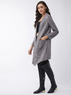 Solid Long Pointed Open Shrug-PKJ2040GRY-S