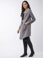 Solid Long Pointed Open Shrug-PKJ2040GRY-S