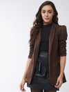 Solid Long Blazer With Ruched Sleeves-PKJ2038DYPNK-S