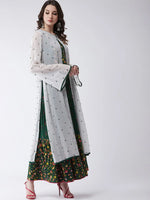 Green Mughal Printed Top With Skirt And Embroidered Shrug