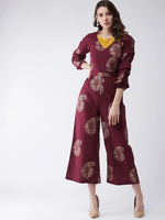 Maroon Foil Printed Jumpsuit