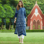 Indigo Printed Straight Fit Kurta