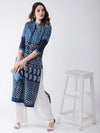 Indigo Printed Straight Fit Kurta