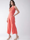 Coral Embroidered Sleeveless Jumpsuit