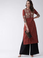 Printed Kurta With Mirror Work