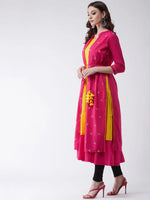 Tiered Kurta With Embroidered Jacket