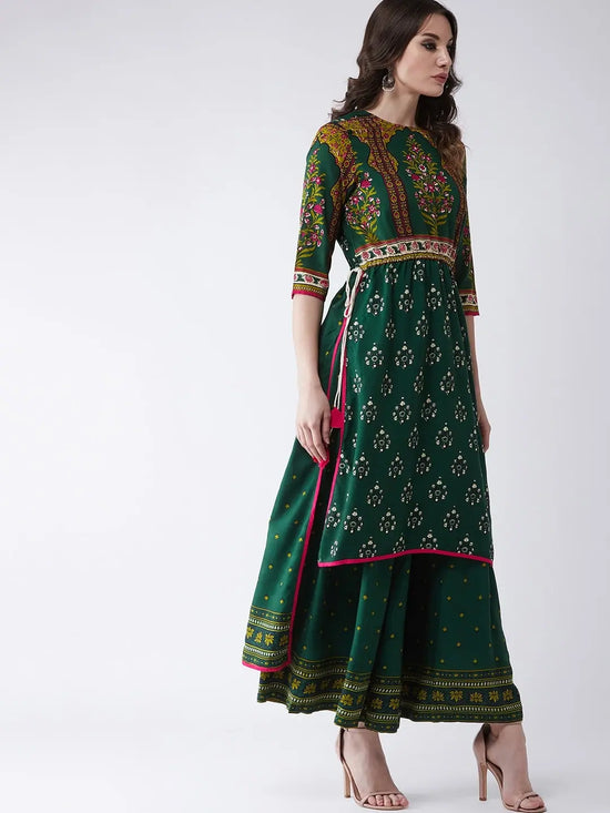 Mughal High-Low Kurta With Front Dori