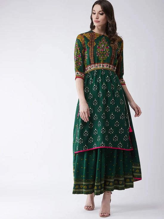 Mughal High-Low Kurta With Front Dori