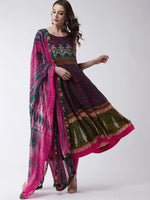 Mughal Flared Kurta With Tie-Dye Dupatta-PK4323-S