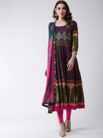 Mughal Flared Kurta With Tie-Dye Dupatta-PK4323-S